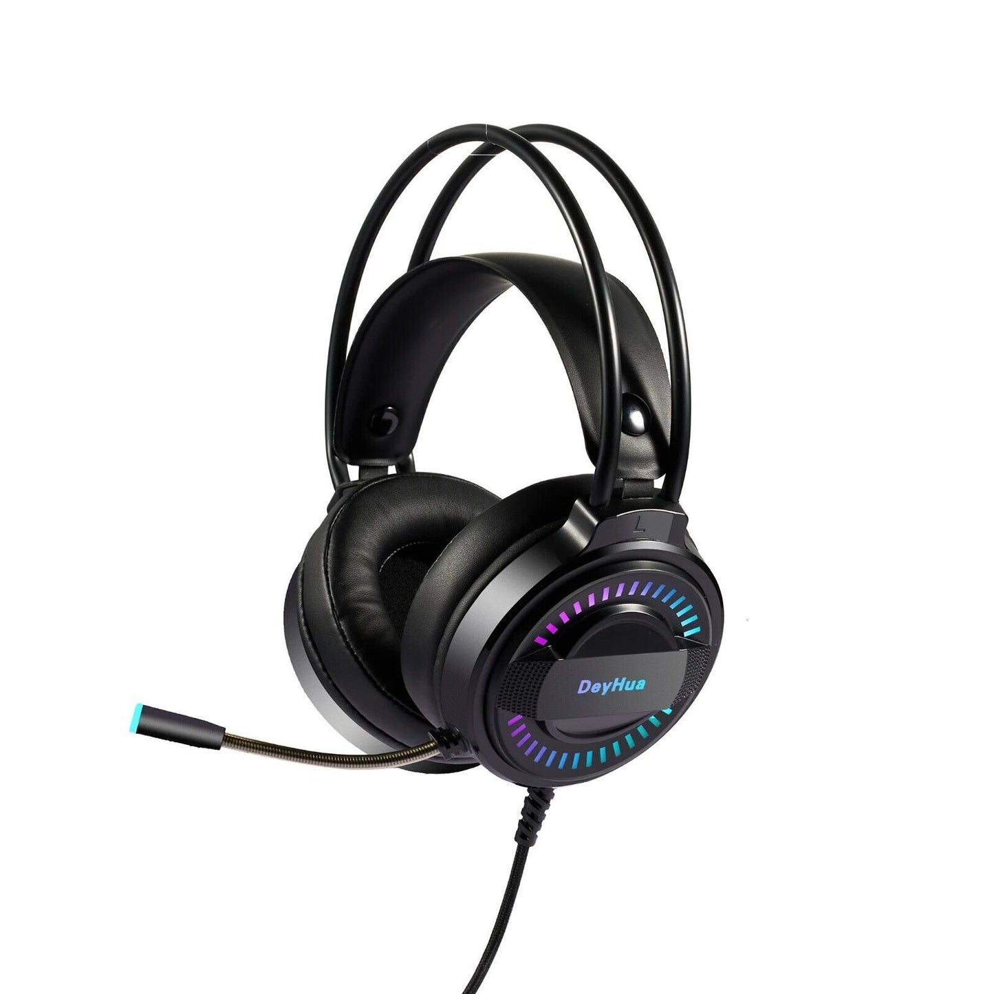 DeyHua RGB Cuffie da gioco per PC PS4 con microfono flessibile HD Cuffie da 3,5