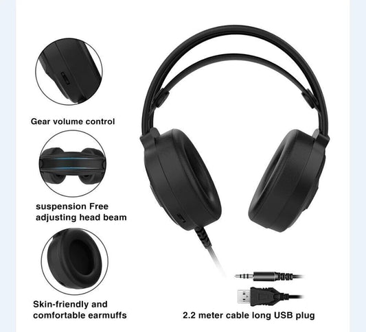 DeyHua RGB Cuffie da gioco per PC PS4 con microfono flessibile HD Cuffie da 3,5
