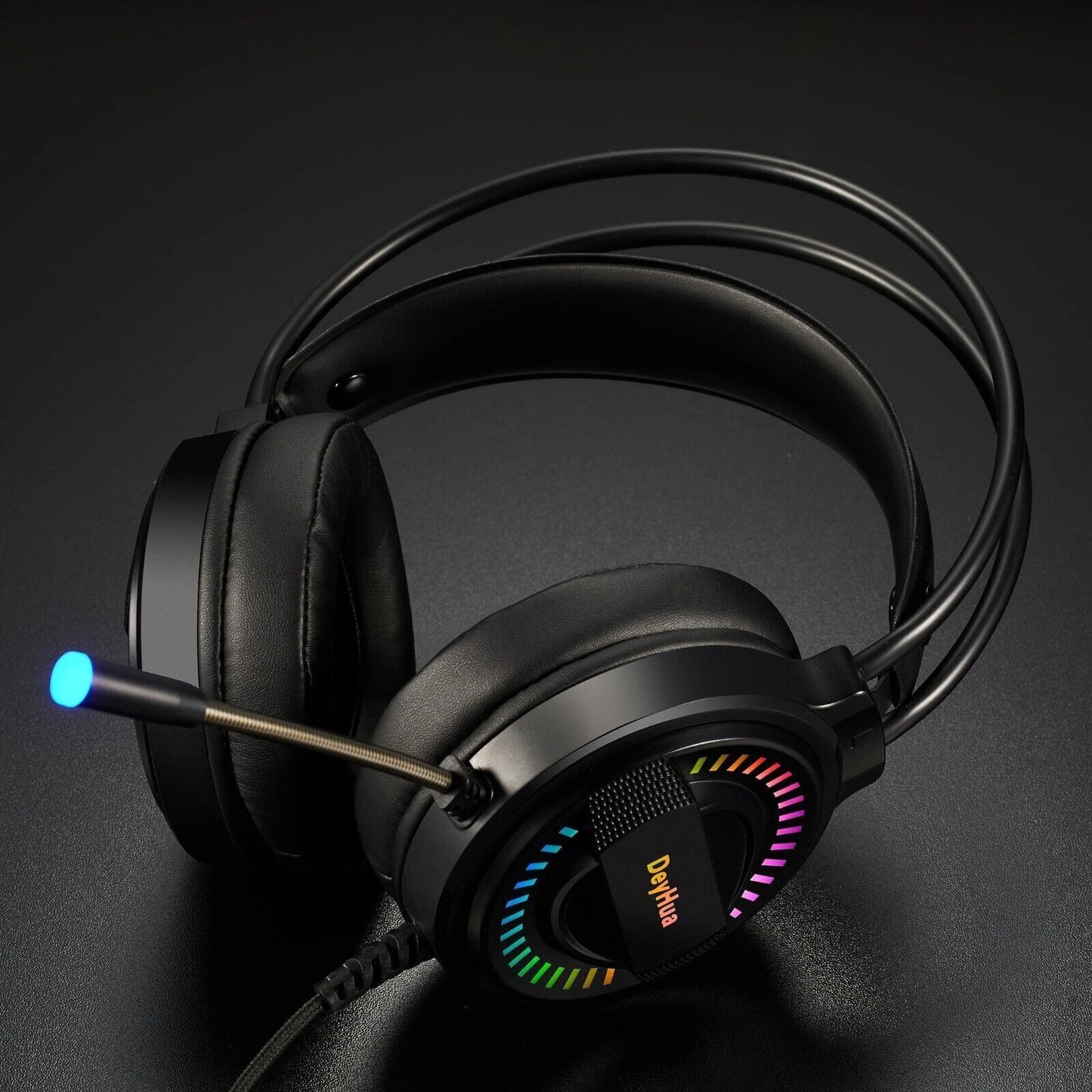 DeyHua RGB Cuffie da gioco per PC PS4 con microfono flessibile HD Cuffie da 3,5