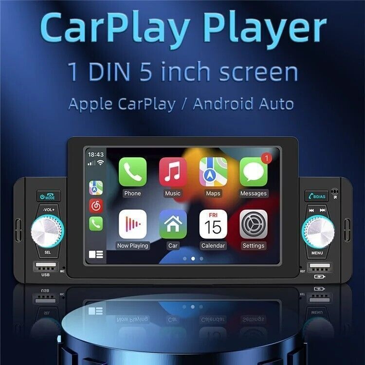 Radio 5 Pollici per auto, 1 din Bluetooth Player MP5 MP4 Audio Player, CarPlay