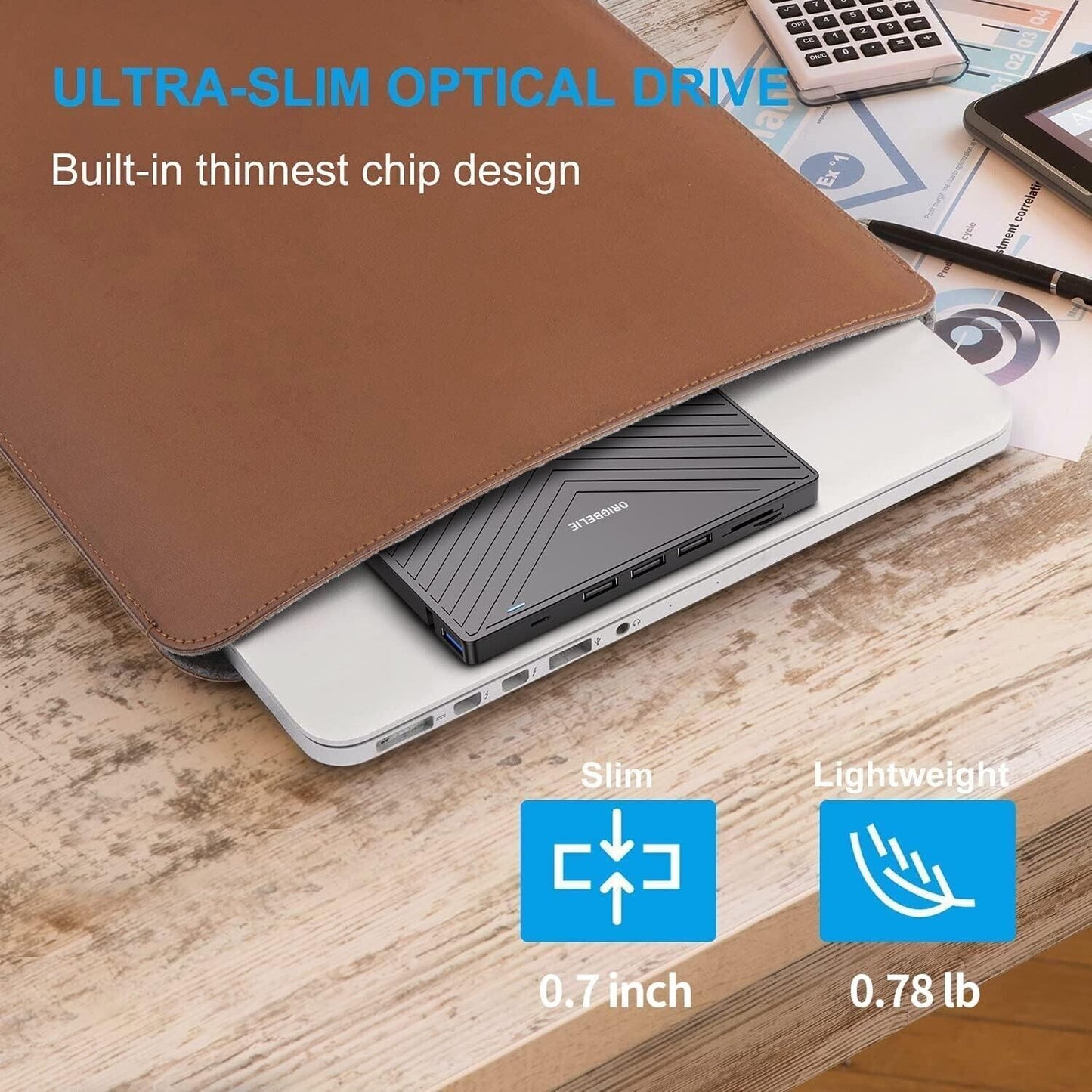Unità CD/DVD esterna, masterizzatore CD ultra sottile USB 3.0 con 4 porte USB
