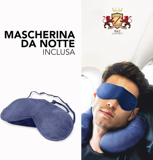 Cuscino collo viaggio gonfiabile, ergonomico soffice in VELLUTINO, cuscino