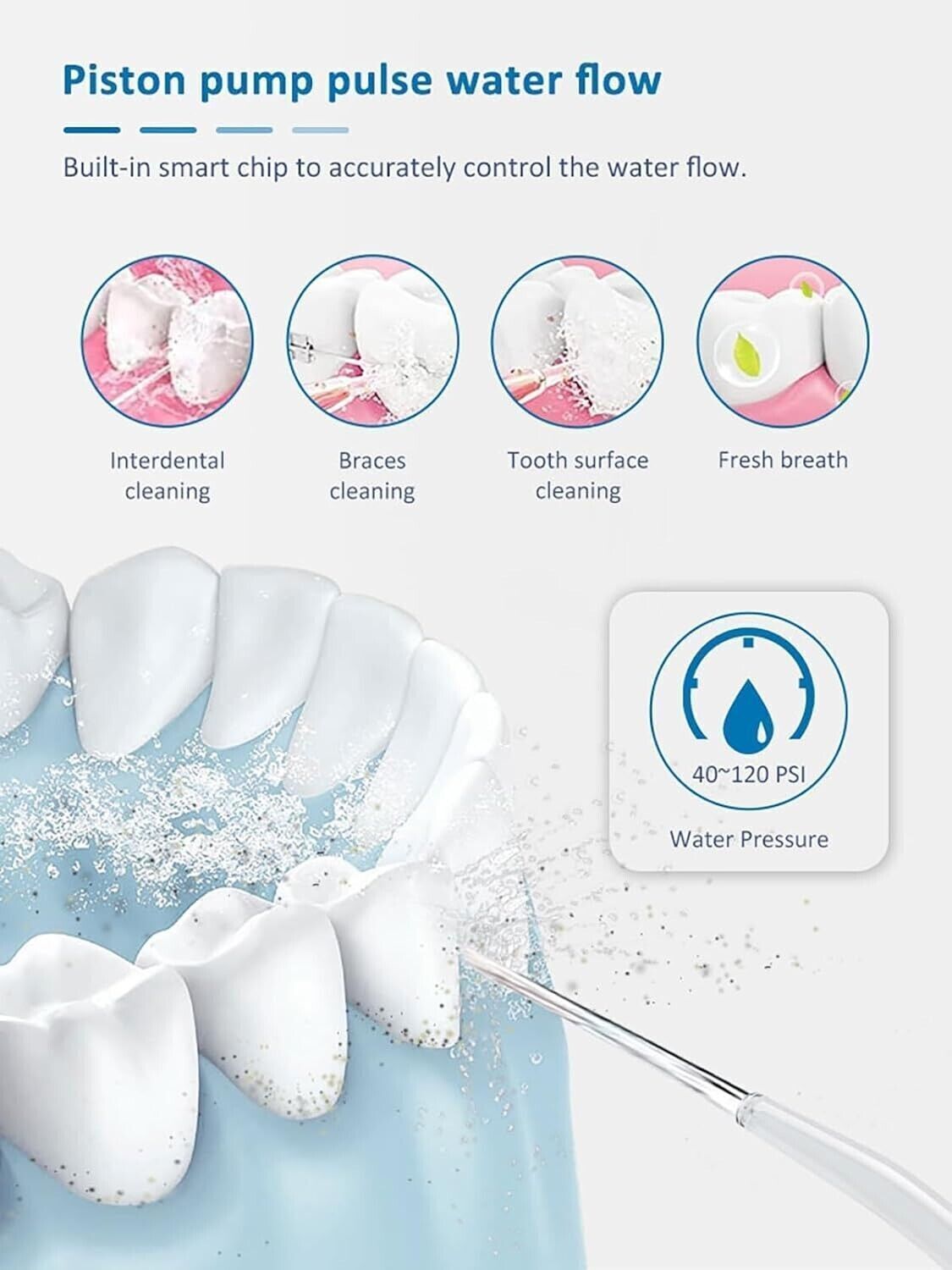 Idroulsore Dentale Ricaricabile Portatile Potente, Pulitore Dentale Ad Acqua