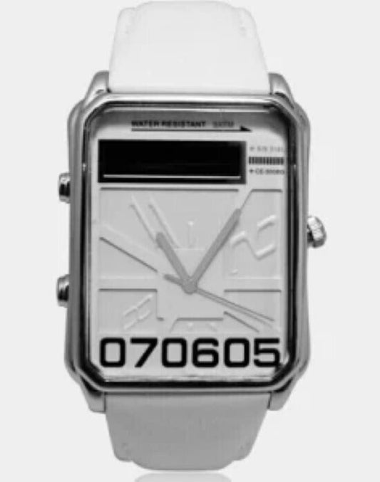 Orologio da polso bianco con cinturino in pelle Cassa in acciaio inossidabile