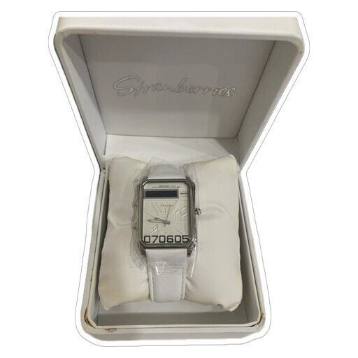 Orologio da polso bianco con cinturino in pelle Cassa in acciaio inossidabile