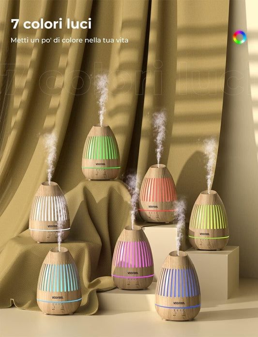 Diffusore di Oli Essenziali Aromi Aromaterapia Ambiente Modalità 150ml 7 LED