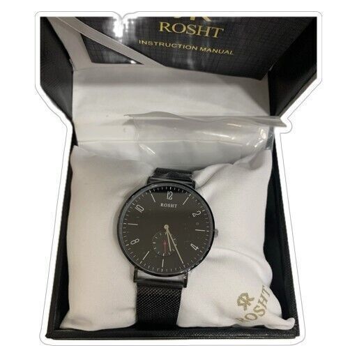 ROSHT Orologio al quarzo da uomo cinturino in acciaio inossidabile impermeabile