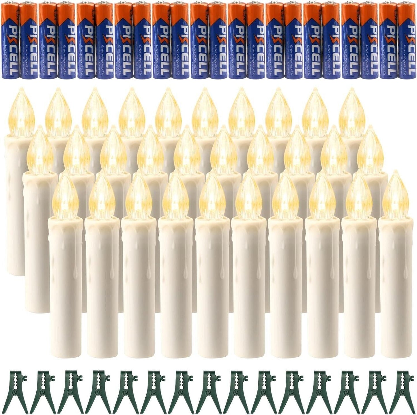 Candele con telecomando, batterie AA e clip impermeabile per feste (30 luci)