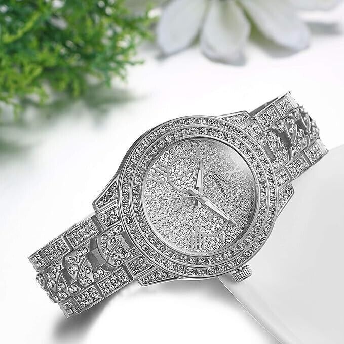 Orologio da Polso Unisex, Orologio al Lavoro con Zircone Lucido 2 orologi