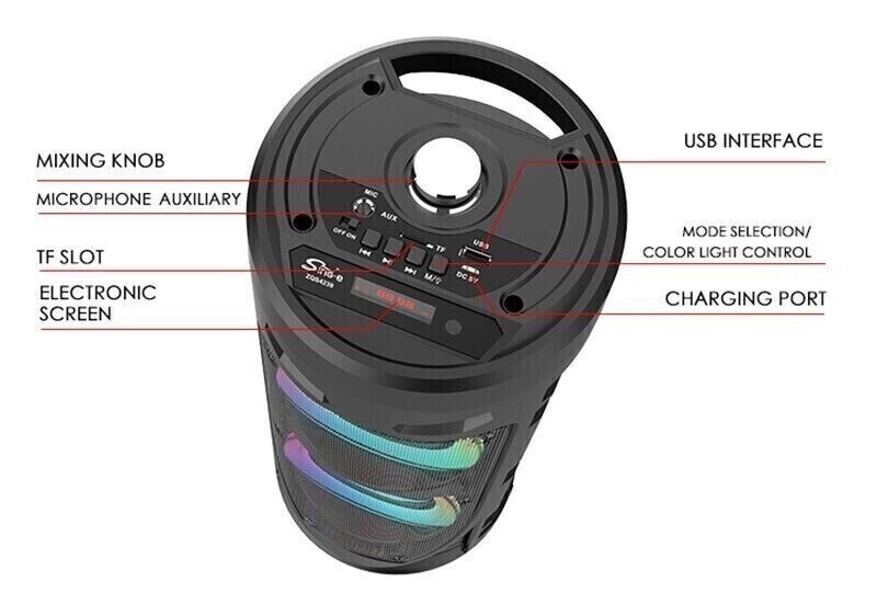 Diffusore portatile cassa bluetooth mp3 karaoke usb aux 10 watt 1500mah ZQS4239