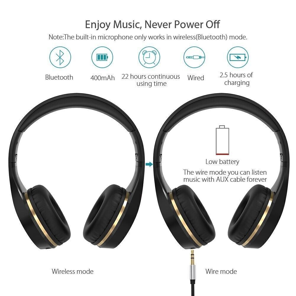 Chououkiu Cuffie Bluetooth, Cuffie wireless Cuffie pieghevoli a LED Auricolari