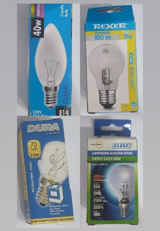 Stock lampadine di vario genere e formato 202 pezzi