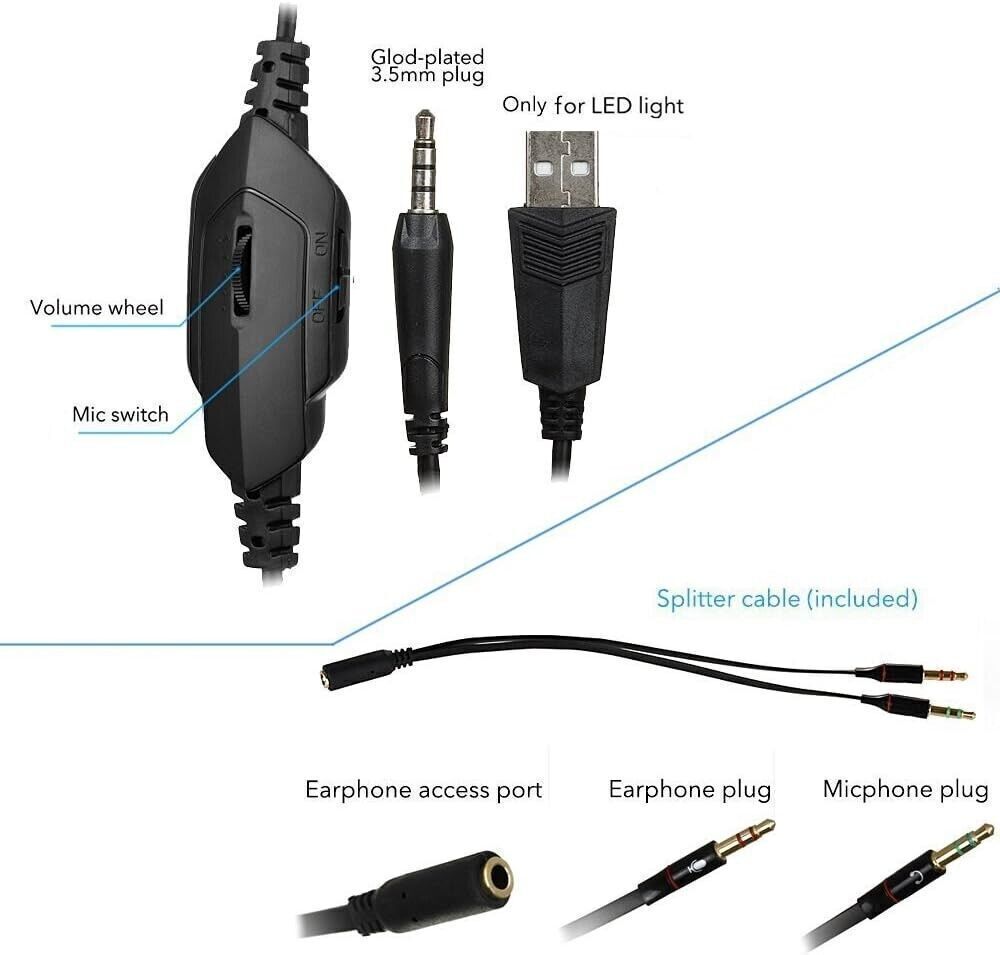 Beexcellent GM-1 Cuffie da gioco over-ear Pro cablate da 3,5 mm Cuffie audio