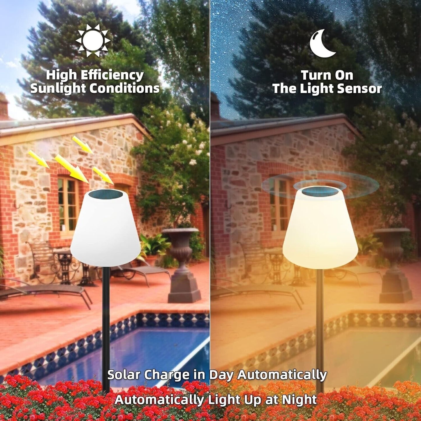 Lampada da terra solare per esterni e interni con sensore di luce RGB - IP65