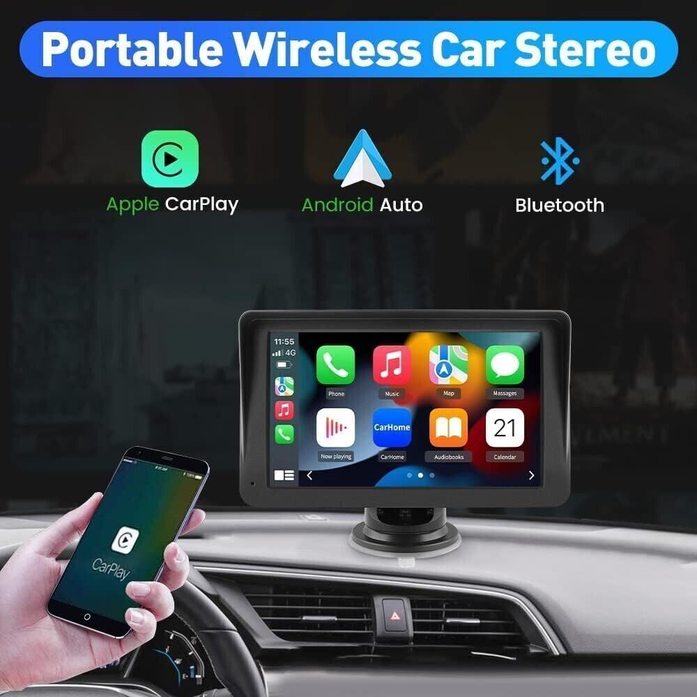 Autoradio Stereo portatile wireless Apple Carplay Android Auto 7 pollici