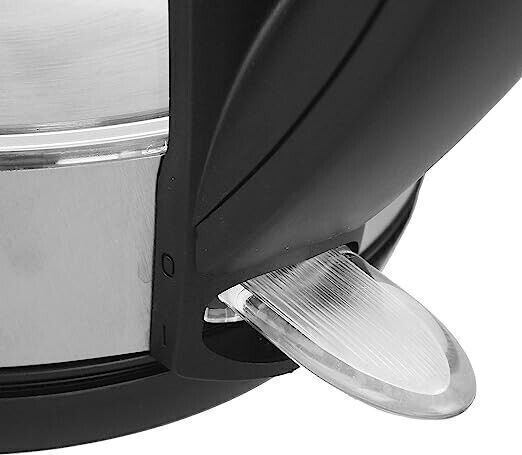 EMERIO Bollitore senza fili, senza BPA, in acciaio INOX, 2200 W, 230 V, Nero