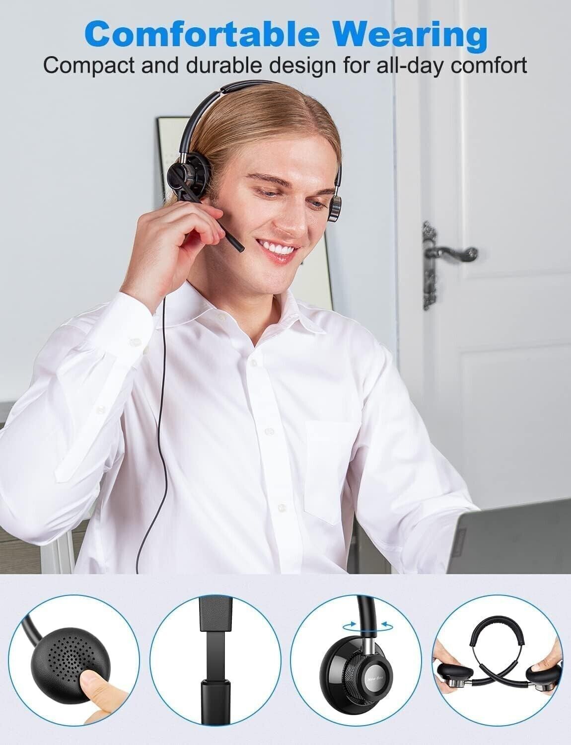 New bee Cuffie con Microfono, Cuffie con Filo PC, Cuffie Stereo da 3.5 mm Tipo C