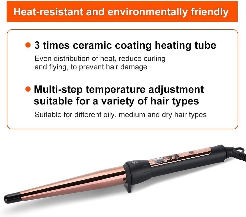Ferro Conico Arricciacapelli, Controllo Temperatura 80°C-220°C, Schermo LCD