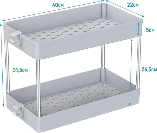 Scaffale Organizer sottolavello cestino per ripiano bagno portaoggetti