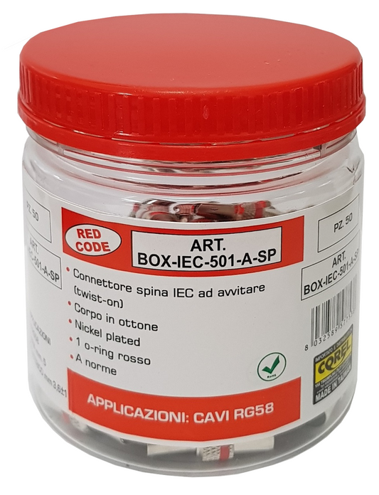 CONN SPINA IEC AD AVVITARE IN OTTONE NICHELATO CON O'RING PER CAVI Ø5MM 50 pz