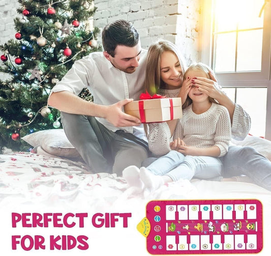 Tappetino Musicale per Pianoforte per Bambini Bilaterale Tastiera 16 Tasti e 7 Versi Animali