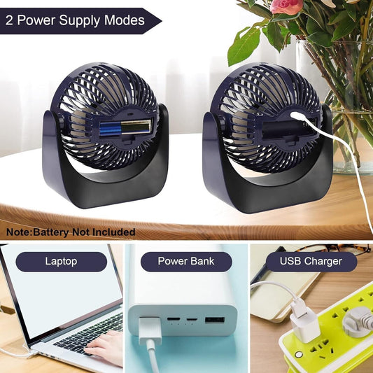 Ventilatore da tavolo USB con vento forte regolabile a 3 velocità