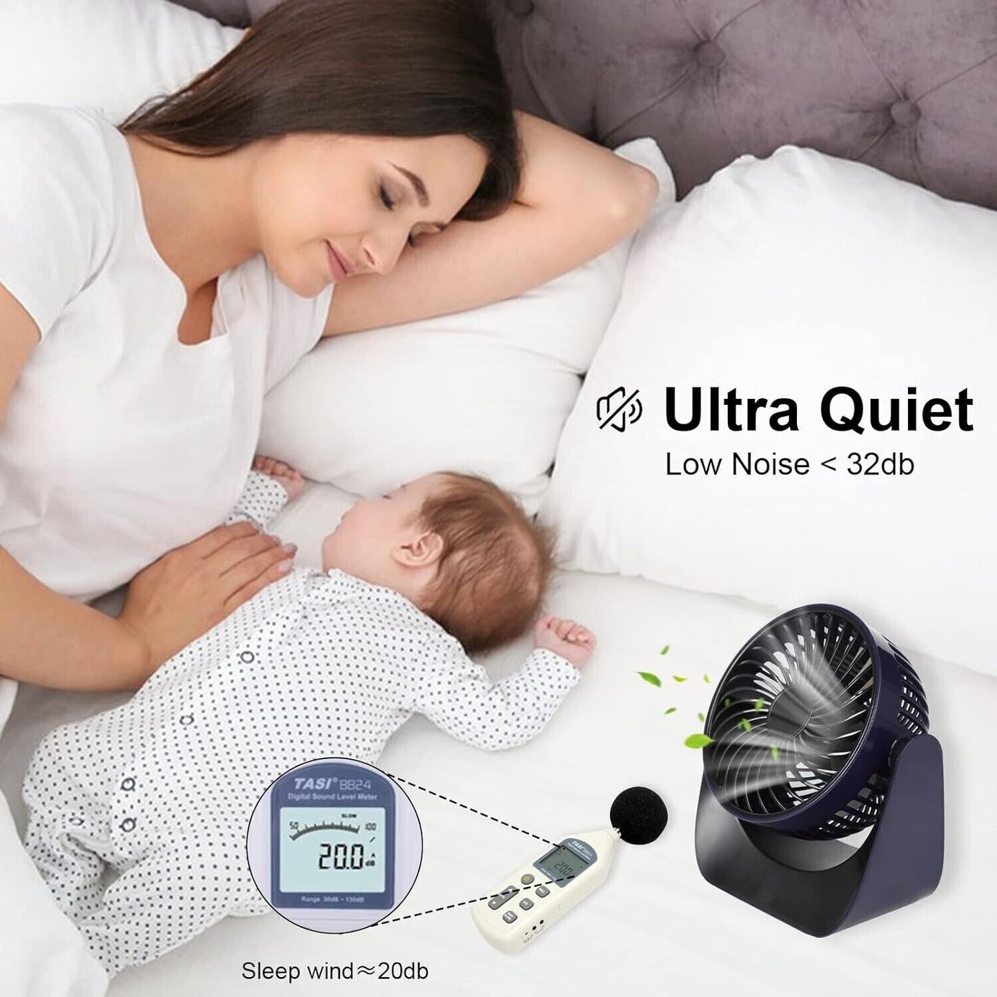 Ventilatore da tavolo USB con vento forte regolabile a 3 velocità