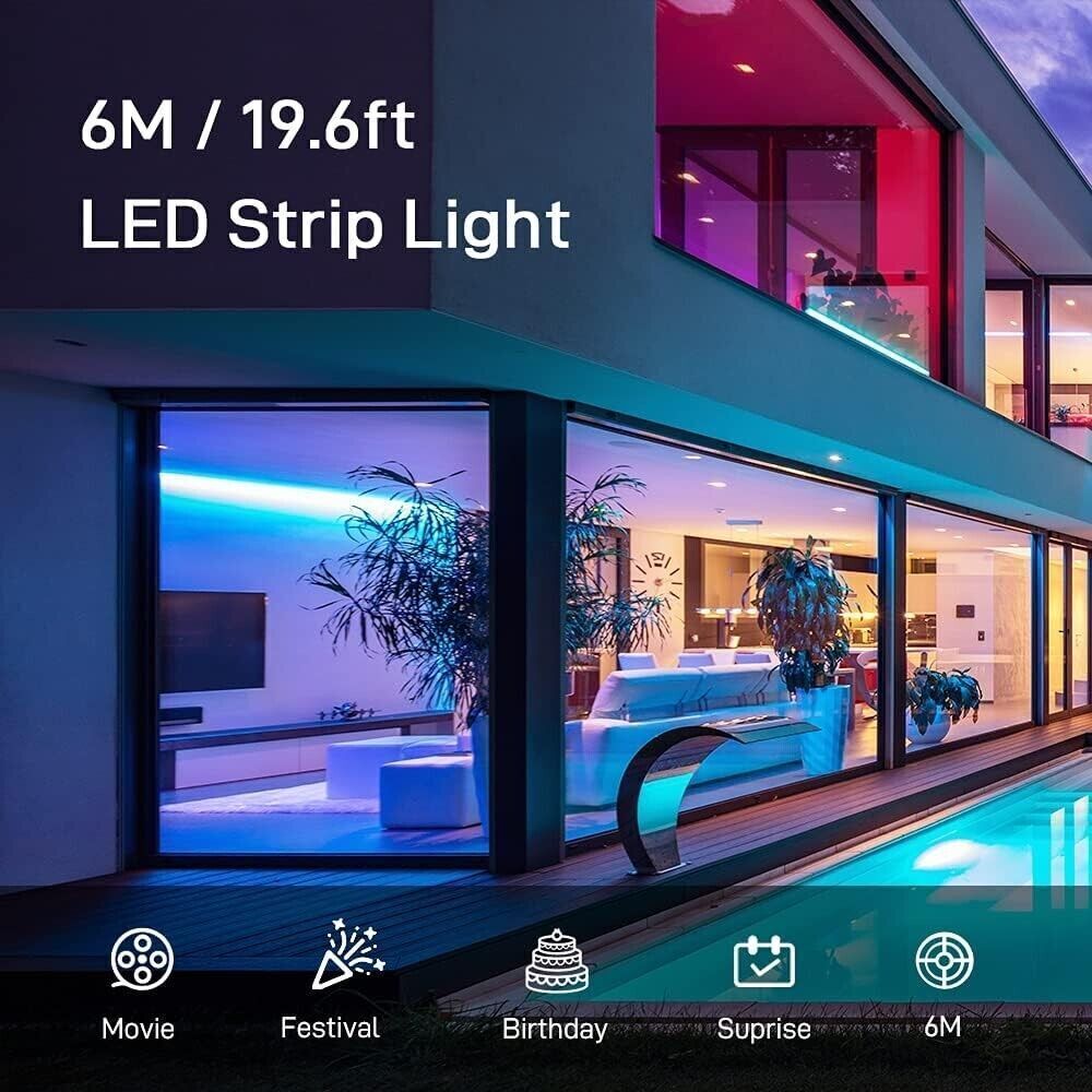 COOLAPA Striscia LED 6M, RGB Led Light Strip con 40 Tasti Telecomando IR, Musica