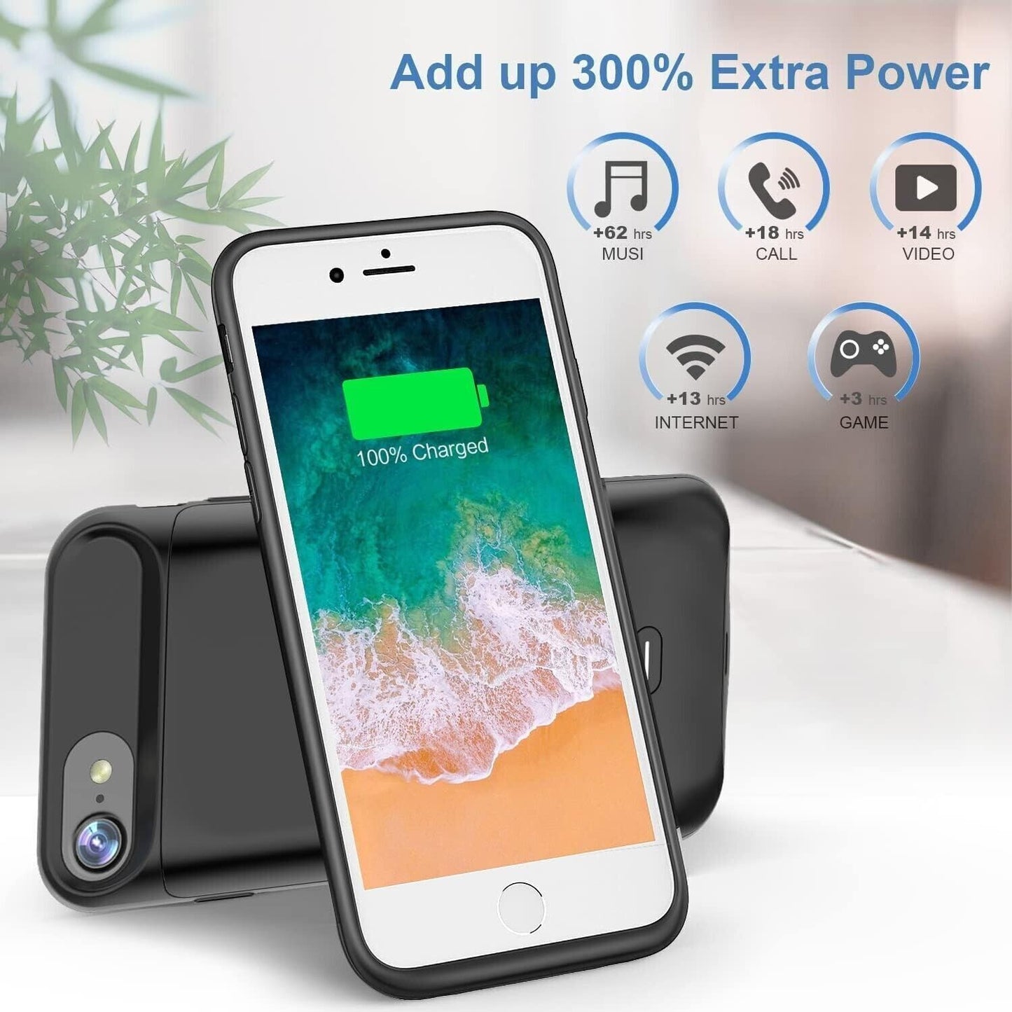 Cover Batteria compatibile con iPhone 6s/6/7/8/SE 2020, 4,7", 6600mAh Cover