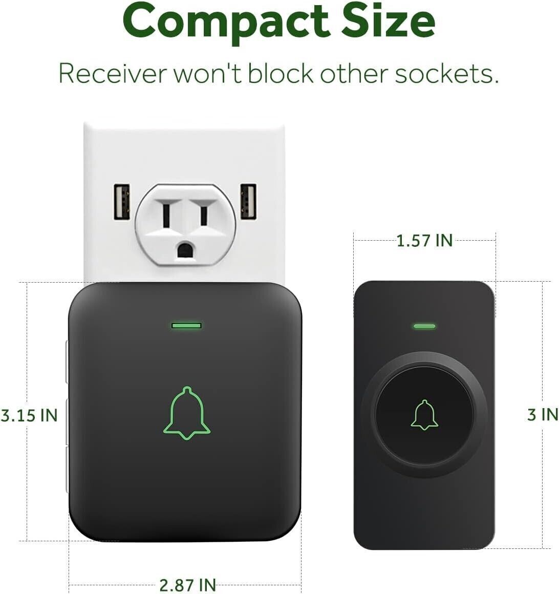 Campanello per porta wireless, mini, impermeabile, con 52 melodie, 5 livelli vol