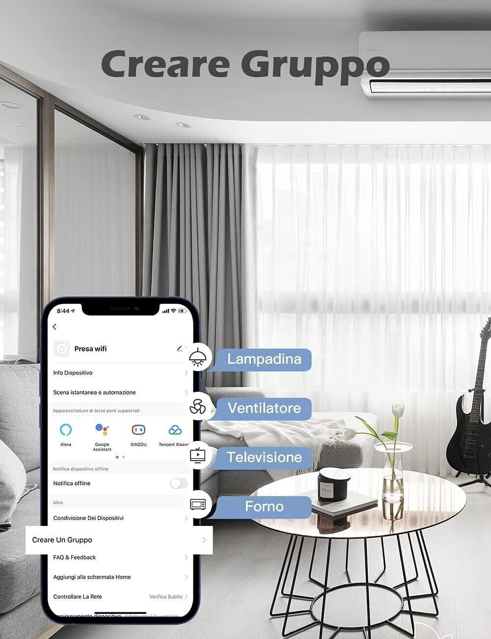 Presa Smart WiFi, Maxcio Presa Intelligente WiFi Italiana 16A, Energia Monitor