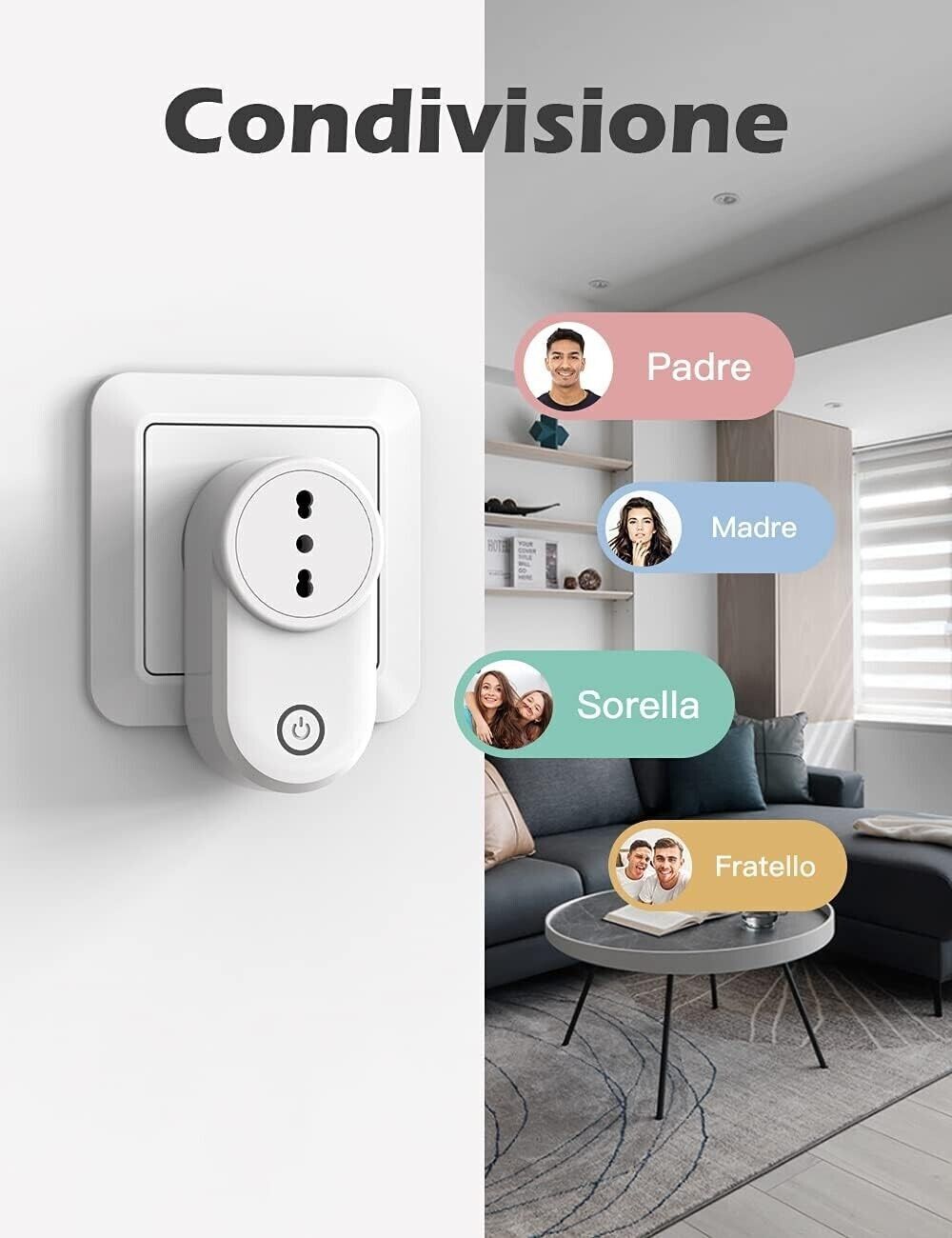 Presa Smart WiFi, Maxcio Presa Intelligente WiFi Italiana 16A, Energia Monitor