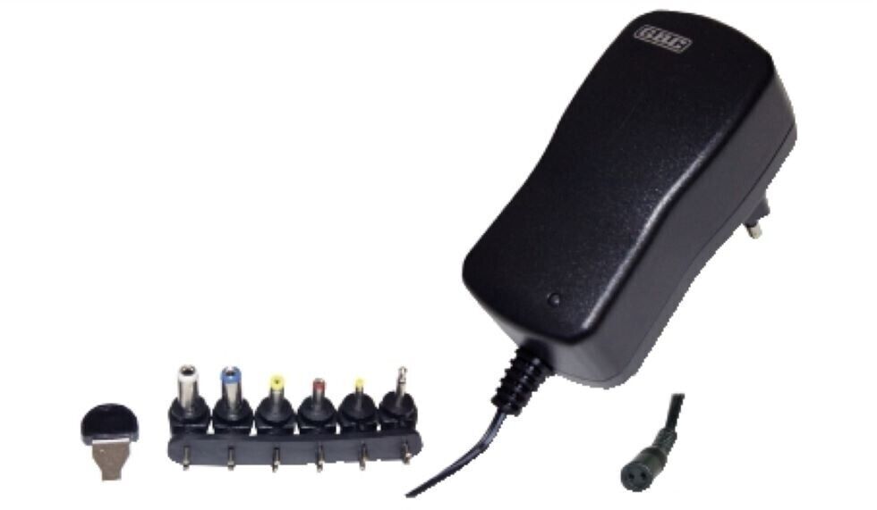 ALIMENTATORE UNIVERSALE A TENSIONE VARIABILE 24W DA 9 A 24V (DC) 1A (6 SPINOTTI)