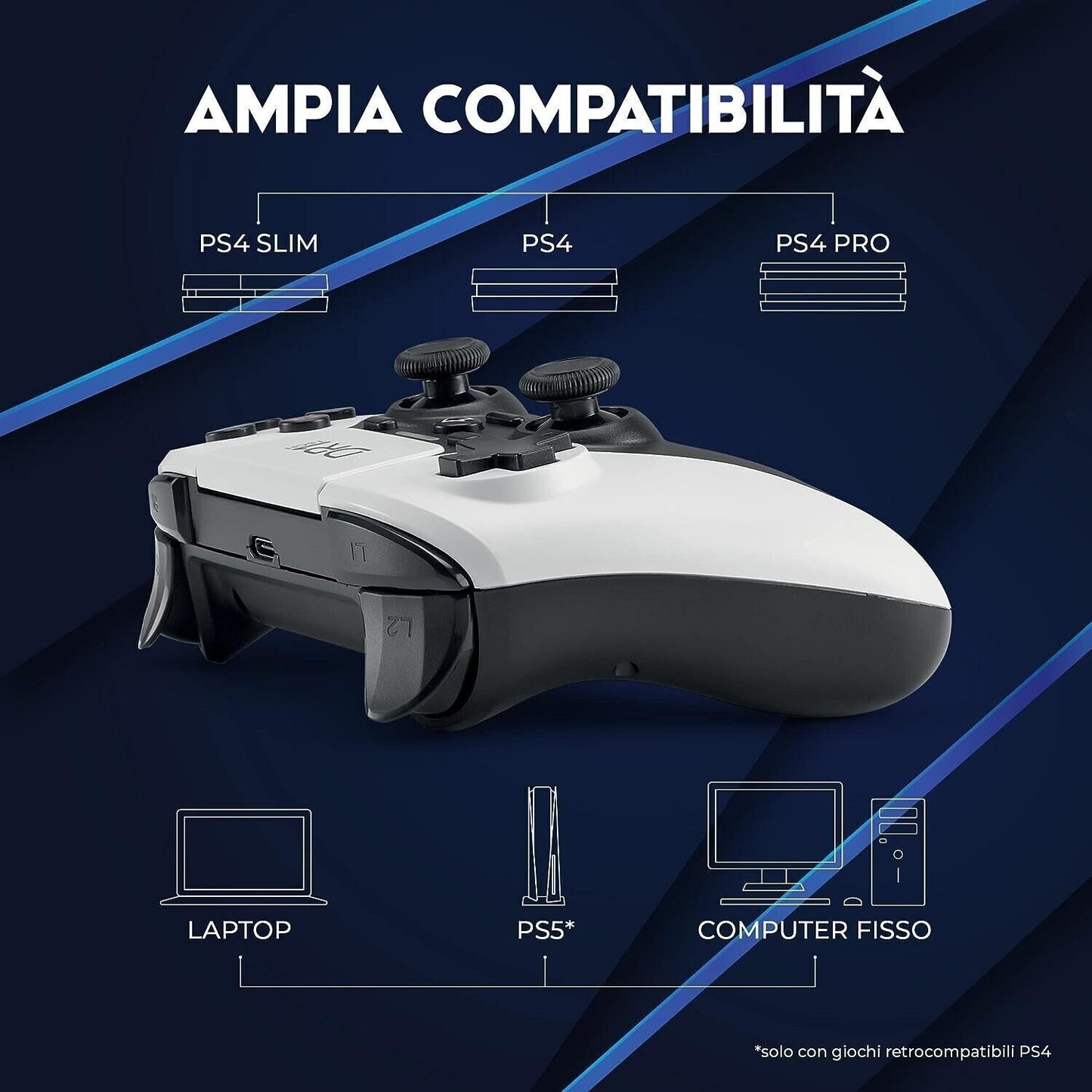 DR1TECH Shock Pad II Controller Wireless Compatibile con PS4/PS4 PRO, PC/WIN,