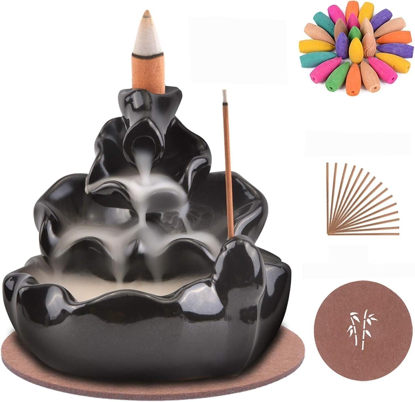 SOLEJAZZ Bruciatore di incenso a riflusso Porta incenso a cascata per decorazion