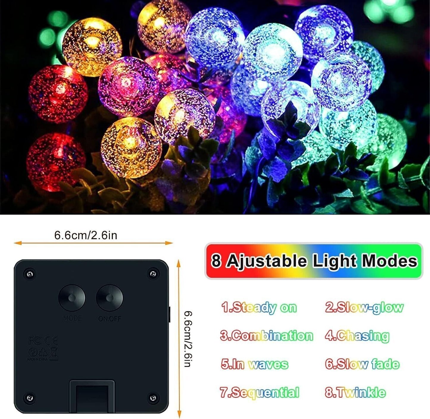 Catena Luminosa Esterno Solare, 9M 50 LED Luci Solari Esterno 8 Modalità, IP65