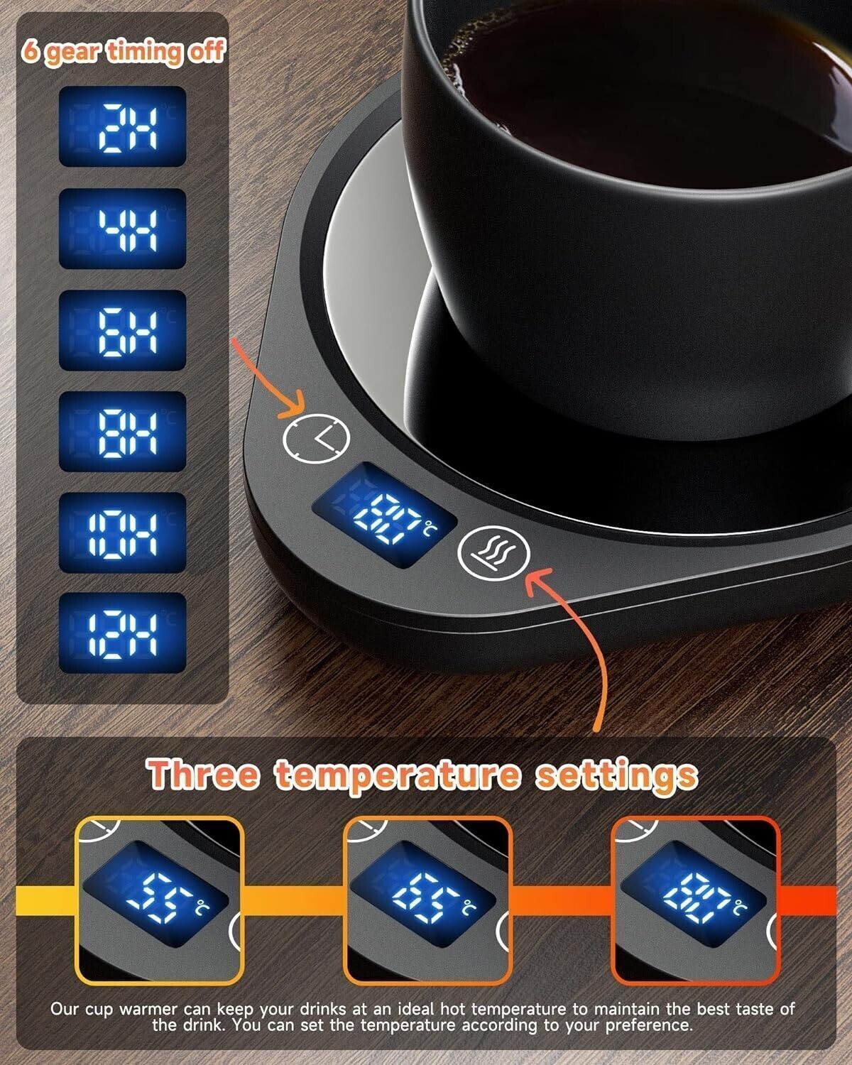 BTOYM Scaldatazze da caffè Scalda tazze intelligente con 3 impostazioni