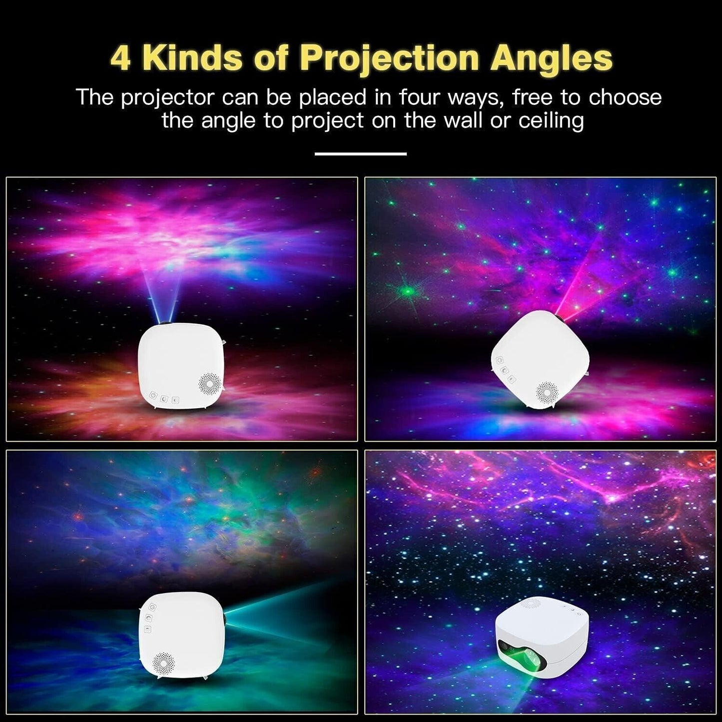 Proiettore LED Luce Notturna, Proiettore Rotante a 360 ° con Telecomando RF