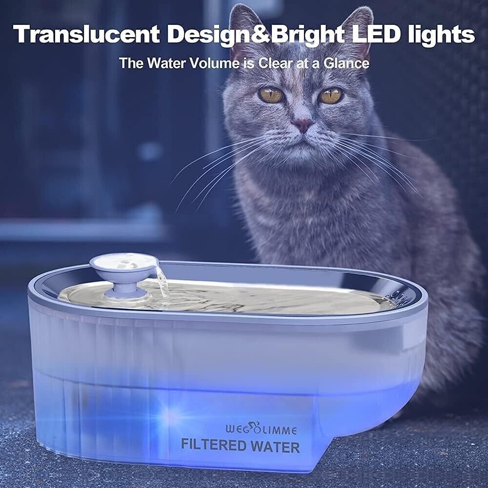 Fontana per Gatti Acciaio Inox 2,5L Fontana per Cani Silenzioso Fontanelle