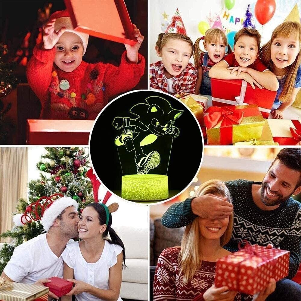 3D Anime Luce Notturna Giocattolo, 2 Modelli 16 Cambia Colore con Telecomando