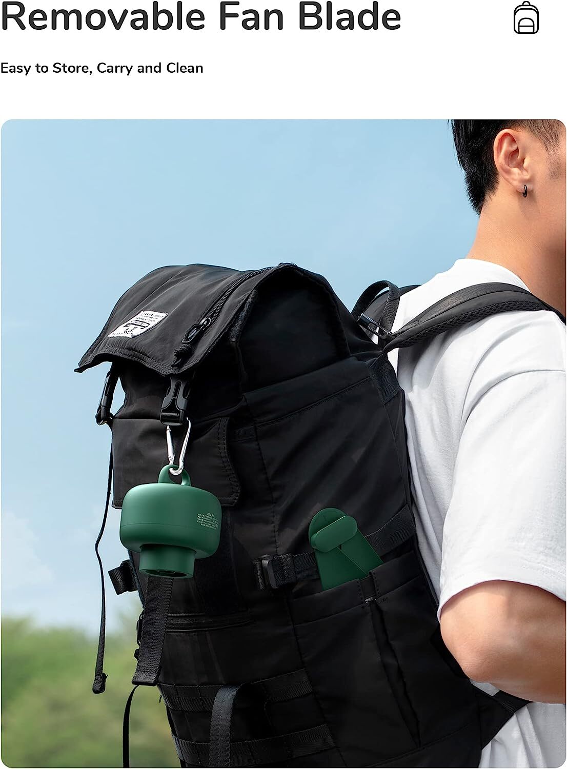 JISULIFE Ventilatore da campeggio 8000mAh Funzionamento a batteria, ricaricabile