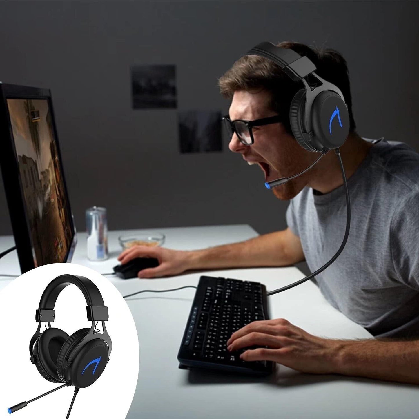 Cuffie da gioco 7.1 MUTOUREN Stereo Surround Sound 57 mm Driver Audio Cuffie USB