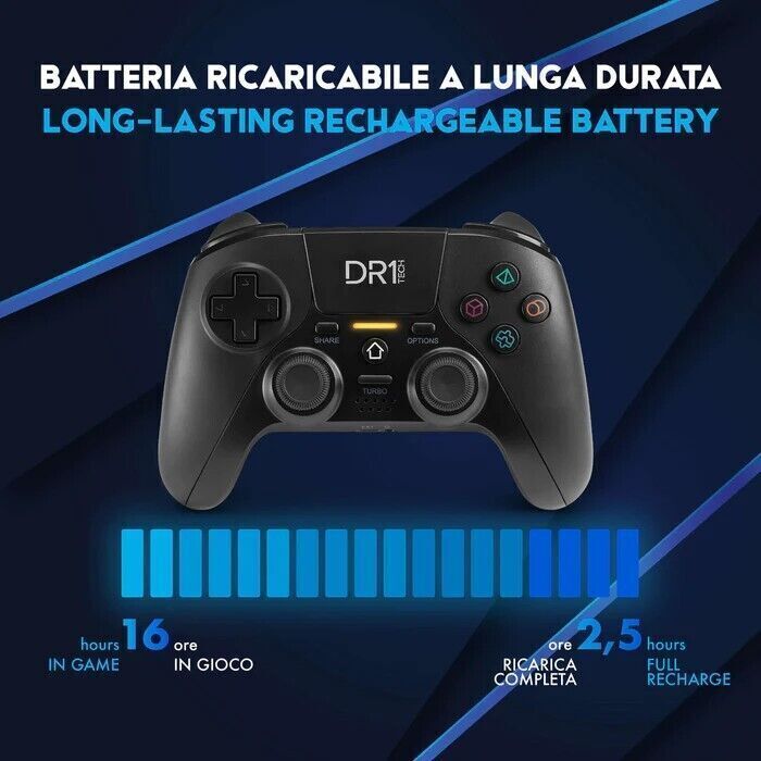 DR1TECH Shock Pad II Controller Wireless Compatibile con PS4/PS4 PRO, PC/WIN,