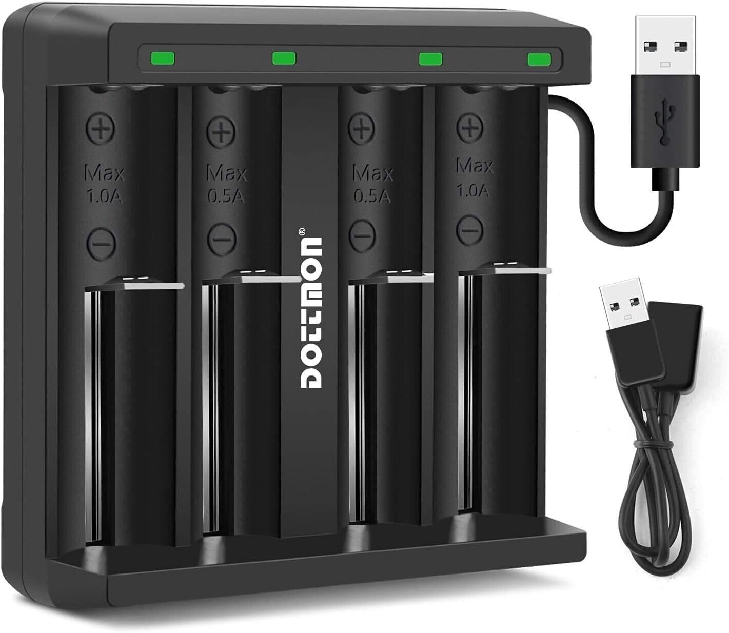 Caricabatterie 4 slot intelligente con display LCD universale per batterie ricaricabili agli ioni di litio 18650 18490 18350 17670 17500 16340 (RCR123) 14500 26650, A AA AAA SC