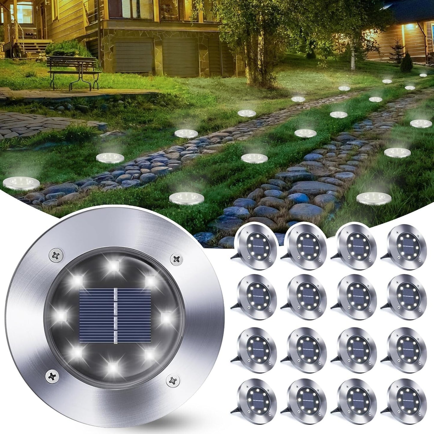 Faretti da giardino 16 pezzi luce solare per esterni Qedertek impermeabile IP65