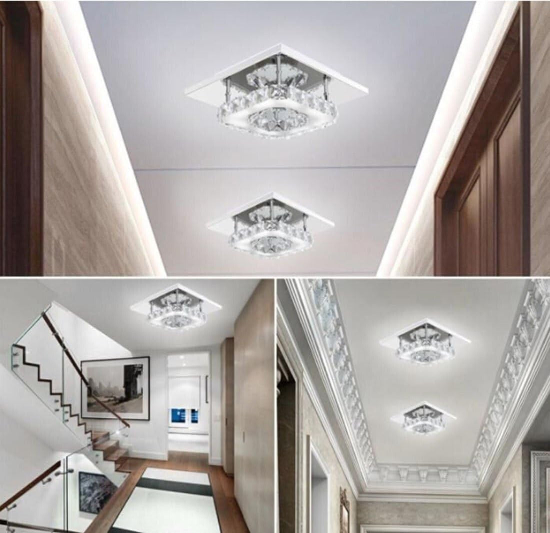 Plafoniera a LED DAXGD, in acciaio inox con cristallo specchiato