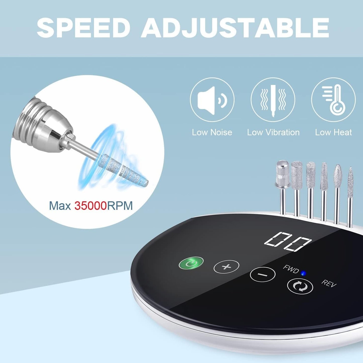 Lima per Unghie Elettrica con Pulsanti a Sfioramento e Display Digitale LED HD