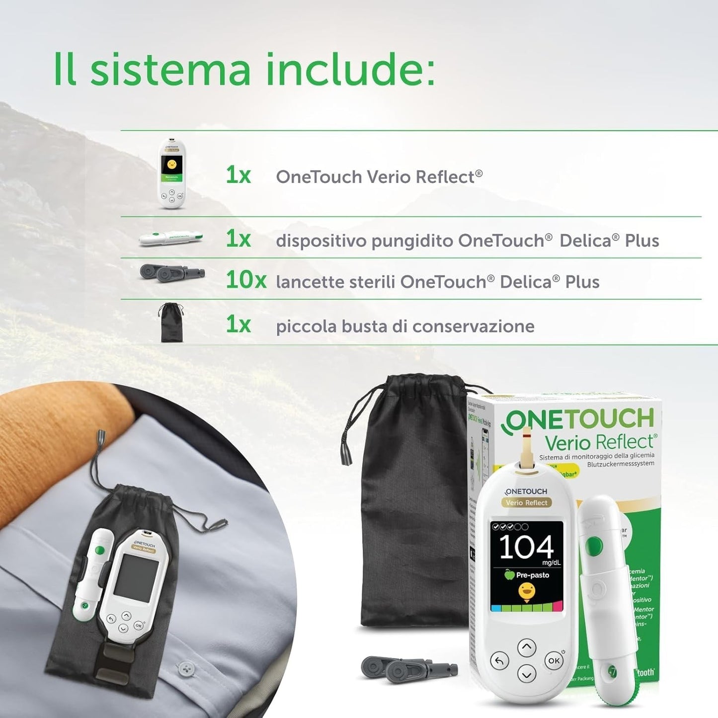 Glucometro OneTouch Verio Reflect® Sistema di automonitoraggio della glicemia