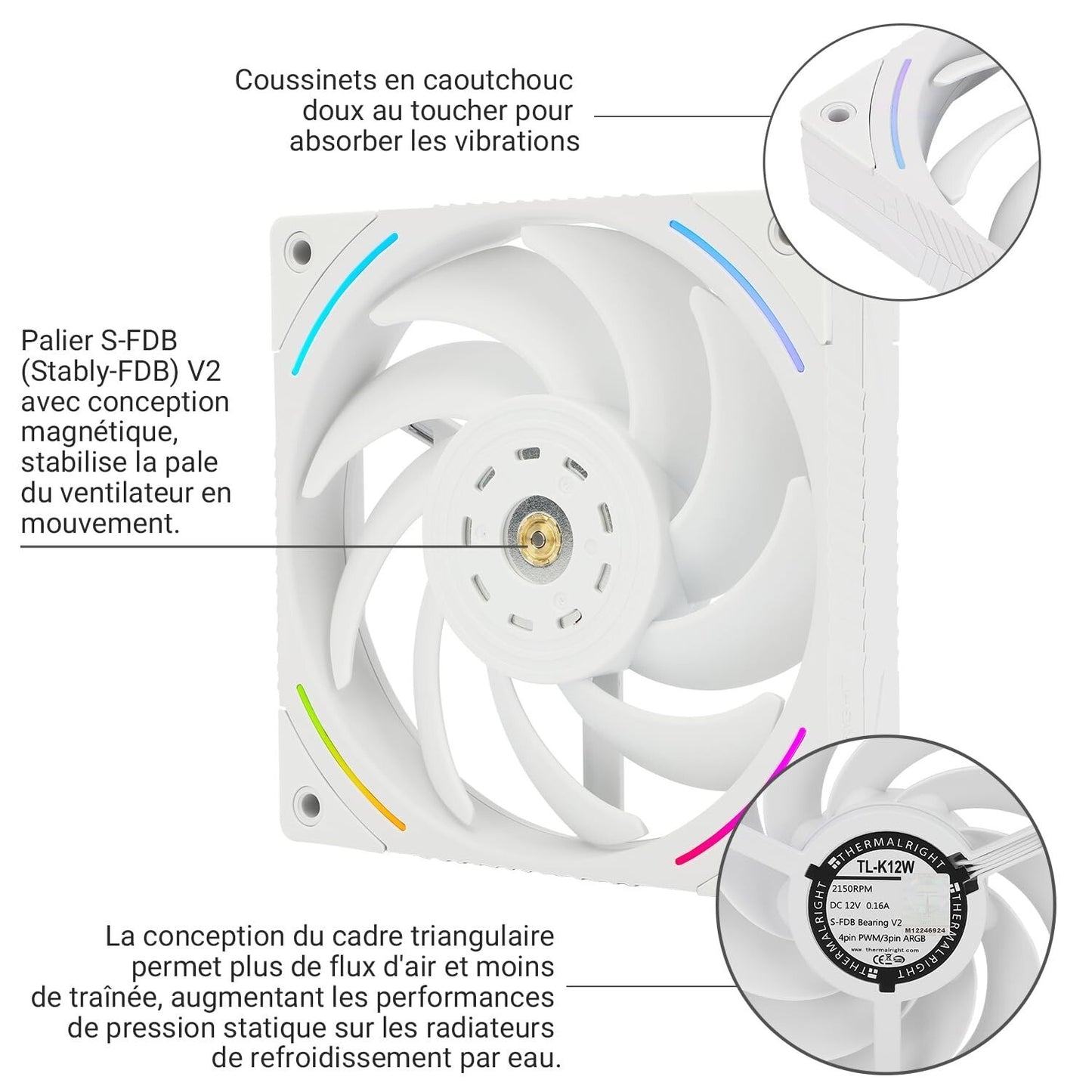 Thermalright TL-K12W - Ventola di raffreddamento per CPU da 120 mm ventola