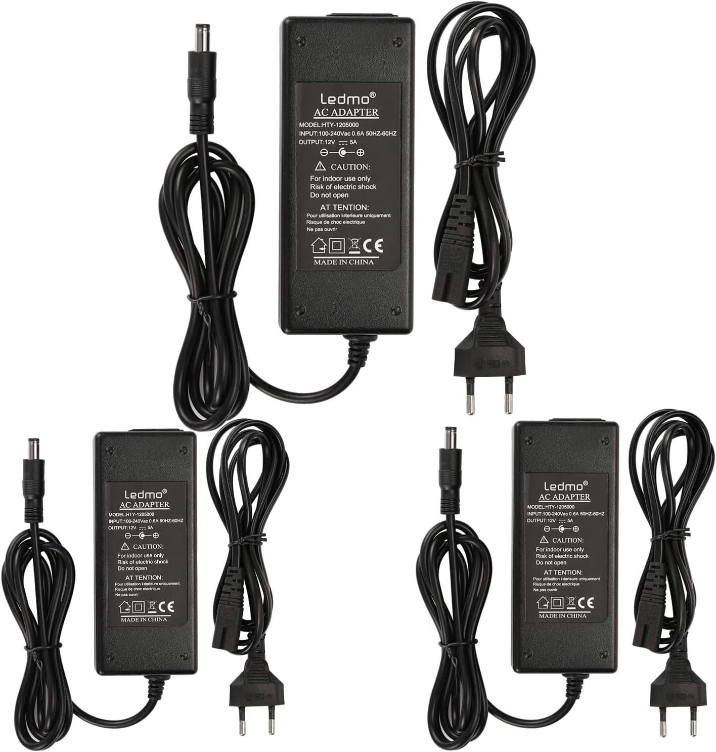 Alimentatore LEDMO 3 Pezzi 12V 5A Trasformatore 60W, Alimentatore 12v 5a Per Spi